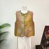 Novo Colete Jacquard com Design Chinês Gola Redonda Estilo Nacional Sem Mangas 26 Outono Novo Estilo Colete Emagrecedor para Mulheres