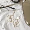 B212 verano nuevo geométrico concha redonda joyería para la oreja estilo coreano y simple hoja perla costura pendientes femeninos gotas para la oreja
