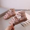Sandalias Infantiles 2026 Verano Nuevo Estilo Media Pantorrilla Retro Zapatos Romanos para Niñas Zapatos de Princesa Sandalias de Verano Transpirables