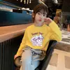 Camiseta de Manga Larga de Algodón Puro con Estampado de Dibujos Animados para Niñas Estilo Coreano Moderna Holgada Moda para Bebé Camiseta Base Trendy