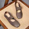 Chegada Nova Primavera 2024 Sapatos Femininos Quadrados Pequenos Feitos à Mão Vintage Mori Couro Genuíno Solado Macio Camada Superior Macia Couro de Vaca 20986