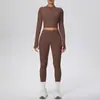 Conjunto de Yoga Ajustado para Exteriores con Sensación de Nube para Mujer, Conjunto de Dos Piezas de Secado Rápido, Crop Top de Cintura Alta para Correr, Deportes y Fitness