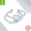Anel Original Amazon Gato Azul Prata de Lei s925 Feminino Ajustável Opala Europa e América Joia Mais Vendida SCR651