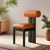 Silla con Respaldo Retro Nórdico, Silla de Comedor Vintage Estilo Francés, Silla de Tocador Minimalista Estilo Wabi-Sabi para Uso Doméstico de Madera Maciza, Silla Hipopótamo de Lujo Ligero