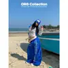 Calça Parachute Retrô Americana de Cintura Dupla Patchwork Unissex Cleanfit Estilo de Rua Solta de Perna Larga Calça Casual de Casal Tendência