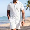 Conjunto de Camisa Polo de Seda Helada de Secado Rápido para Hombre y Shorts