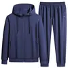 Traje deportivo casual de dos piezas para hombre, primavera y otoño, transpirable, algodón puro, corte holgado, talla grande, suéter cárdigan moderno y pantalones