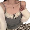 2024 primavera y verano nuevo estilo BM encaje tirantes laterales almohadilla para el pecho tirantes cuello en V lazo chaleco femenino suave glutinoso belleza pura espalda