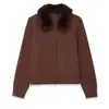 Para Comercio Exterior Europeo y Americano Transfronterizo Ropa de Mujer Aliexpress Más Vendido Otoño Retro Versátil Suéter de Punto con Cuello de Piel y Diseño de Un Solo Botón