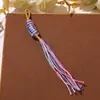 Colgante de Hilo de Algodón con Borla Arcoíris Brillante y Etéreo para Bolsos, Llaveros, Lanyards de Teléfono para Coche, Decoración