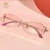 Gafas de corte diamante Wanjinbao con diamantes para mujer, Montura de gafas sin aro de titanio puro, Montura de gafas para mujer 3310
