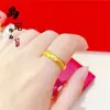 Anillos de Moneda con Forma de Corazón Chapados en Oro Populares en Tiktok, Varios Estilos, Anillos Ajustables para Mujer, Alta Retención del Color, Anillos con Carácter de Doble Felicidad, Venta al por Mayor