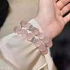 Pulseira de Quartzo Rosa Natural para Mulheres, Pulseira de Quartzo Rosa para Mulheres, Joia de Pedra da Lua de Contas Grandes de Nicho Presente