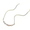 Nuevo Estilo Collar de Sonrisa Tachonado con Diamantes, Lujo Ligero, Sensación de Alta Gama, Cadena para Clavícula, Diseño de Nicho, Collar de Sonrisa Tachonado con Diamantes para Mujer