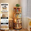 Estante de Livros Giratória de Madeira Maciça 360 Graus de Chão Rack de Armazenamento Móvel Gabinete Pequeno Estreito de Peça Única Contra a Parede Estante de Canto para Casa