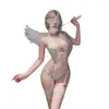 Drunk Cellar Lencería Sexy Talla Grande Halter Escote Profundo Encaje Chaleco Estilo Tentador con Cuentas de Tiras qqny