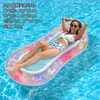 Cama Flutuante Listrada Estilo Ins de Verão para Praia, Piscina, Férias com Rede, Colchão Flutuante Espessado para Adultos, Cadeira de Lounge Aquática para Lazer