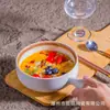 Olla Cerámica Escandinava de un Solo Mango Esmaltada de Color Tazón para Fideos Instantáneos Vajilla Olla Doméstica para Desayuno con Asa Tazón para Ensalada Tazón para Fideos Instantáneos Tazón para Hornear