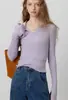 Malha Elegante Estilo Francês para Mulheres, Nova Moda Primavera, Design Estiloso, Top Interno Manga Longa Slim Fit