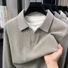 Camiseta de Manga Longa Falsa Duas Peças com Gola Tesoura para Homem, Nova Moda Casual Solta Versátil Outono 2026 Camisa Básica Masculina