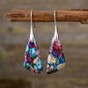 Pendientes colgantes geométricos de piedra natural bohemia nuevos transfronterizos, joyería retro popular europea y americana, joyería al por mayor