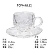 Exquisito Juego de Taza y Platillo Rayado, Taza de Café Doméstica de 220ml con Asa, Juego de Tazas para Bebidas de Té con Leche al por Mayor