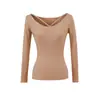 Suéter de Punto de Manga Larga Estilo Puro Deseo para Mujer, Capa Base Sexy de Cuello en U para Otoño e Invierno, Top Versátil de Corte Ajustado