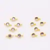 Cor Dourada 14K Zircônia Diamante Colorido Micro-Pavimentada Preservação da Cor Acessórios de Engrenagem Redonda Pendurados Simples e Duplos Material de Conexão para Pulseira Brincos DIY