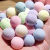 Contas Coloridas Macaron com Flocagem e Furo Reto Feitas à Mão Acessórios para Roupas de Outono e Inverno Pelúcia 10 Peças/Pacote Material Grátis
