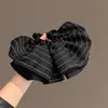Saia Preta com Listras Finas Estilo Coreano Elástico de Cabelo Tecido Texturizado Corda de Cabelo para Rabo de Cavalo Acessórios de Cabelo 2025 Novo Elegante Corda de Cabelo