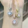 Jinjiahua Diseño de Nicho Lleno de Diamantes, Colgante de Noche Redondo y de Luna, Moissanita de Imitación, Colgante de Circonita de Ocho Corazones y Ocho Flechas