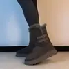 Versión de cuidado propio~Botas de Nieve Versátiles de Suela Gruesa Integradas de Cuero y Piel para Mujer Botas Peludas Cálidas Botines Botas de Algodón