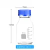 Botella de reactivo transparente marrón tapa azul botella de seda botella de rosca botella sellada 100 250 500 1000 ml botella de vidrio