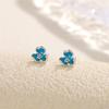Brincos de Unha Flor de Íris Azul em Prata 999 para Mulheres Leve Luxo Fresco Simples Compactos Brincos de Unha Mori Elegantes