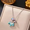 Novo Colar de Trevo de Quatro Folhas Estilo Coreano com Zircônia Microincrustada em Aço Titânio para Mulheres, Banhado a Cobre com Ouro Real, Corrente de Clavícula Tendência