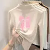 Y2242# playera básica de cuello semi-alto para niña, estilo extranjero para otoño e invierno, manga larga para niños, ropa cálida de terciopelo alemán