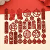Liga de Zinco Pintada Festiva Oca Texto Vermelho Parabéns por Ficar Rico Caractere Fu Pingente Brinco Chaveiro Ornamento Acessórios DIY