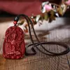 Tienda Oficial Insignia Cinabrio Natural Zodiaco Benmingfo Colgante Dios Guardián Collar para Mujer Colgante para Hombre Cordón