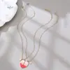 Colar Europeu e Americano Transfronteiriço Duas Cores Padrão Hello Kitty Namorada Irmã Crianças Colar Formato de Coração Gato Colar Dopamina