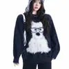 Suéter Macio e Fofo para Filhote Outono e Inverno Roupa de Casal Retrô Americano Pelo Sintético de Visão Estilo Preguiçoso Jaqueta de Tricô Unissex Top