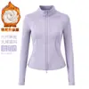 Conjunto de Dos Piezas para Mujer de Primavera y Otoño para Fitness Yoga, Top de Manga Larga con Cremallera y Cuello Alto, Pantalones de Yoga Ajustados de Cintura Alta, Conjunto Deportivo para Mujer
