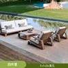 Sofá Nórdico de Teca para Exterior Patio Villa Jardín Diseñador Exterior Reclinable Individual Sala Modelo Sofá de Madera Maciza
