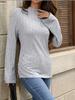Camiseta Transfronteiriça Europeia e Americana Feminina Primavera e Outono Gola Redonda Tricô Camisa Base com Novas Blusas Femininas Elegantes de Cor Pura Manga Longa