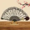 Abanico de Encaje con Accesorios para Cosplay Transfronterizo, Lujoso Abanico Plegable de Rosa Estilo Vintage Europeo, Estilo Fiesta de Té, Convención de Cómics, En Stock