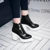 Botines de Tacón Alto para Mujer Comercio Exterior Otoño e Invierno Nuevo Estilo Coreano Punta Redonda Tacón Grueso Cremallera Impermeable Botas Martin de Mesa Talla Grande