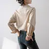 Foto Real En Stock Camisa de Rayas para Mujer, Nuevo Estilo Otoño e Invierno 2025, Camisa Base Gruesa para Capas, Top de Alta Gama