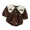 Ropa para Gatear de Bebé Estilo Coreano Primavera y Otoño Nueva Mameluco de Niña con Cuello Bordado de Manga Larga Ropa Linda Holgada