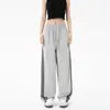 Pantalones de tres rayas americanos para hombre y mujer, verano, seda helada, secado rápido, pierna recta, holgados, a rayas, casual, deportivos, para niños, moda