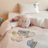 100% algodón, engrosado y cepillado, juego de ropa de cama de cuatro piezas con alto número de hilos y alta densidad, algodón puro, tacto premium, con bordado de aplicación, caja de regalo