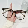Monturas de Gafas Estilo Coreano para Hombres y Mujeres con Rostros Cuadrados y Redondos, Montura Grande Espejos Planos Anti-Luz Azul, Monturas de Gafas de Moda de Gama Alta con Aspecto Adelgazante